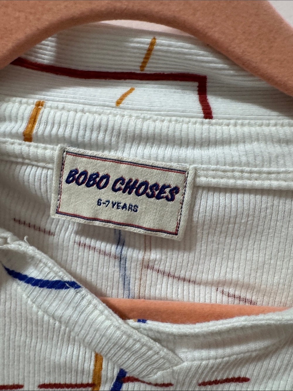 Bobo Choses Cream Polo Sweater with Multicolor Line Stitching - Picture 4 of 4